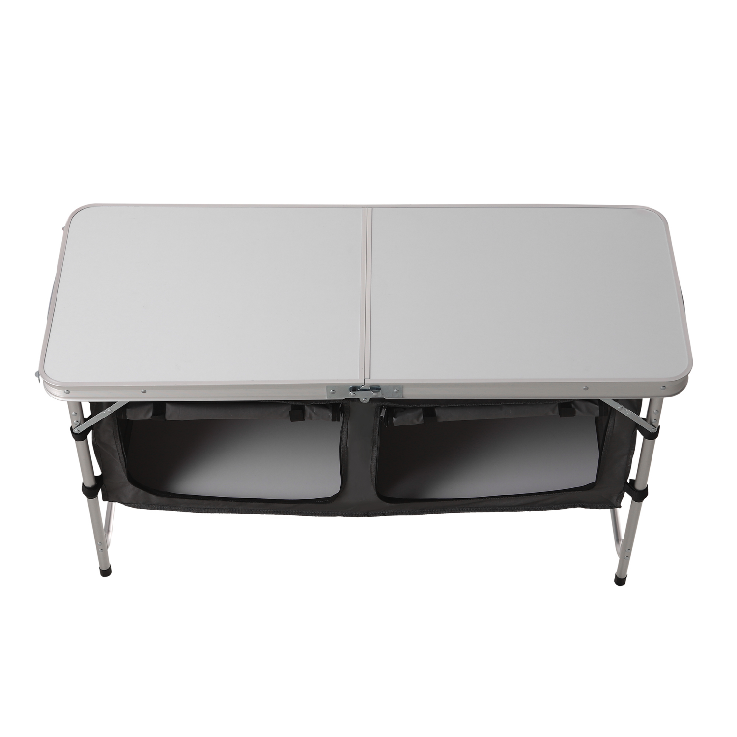 slide 8 of 8, LAKE & TRAIL ALUMINUM FOLDING TABLE WITH STORAGE, 47x18 x 21.3