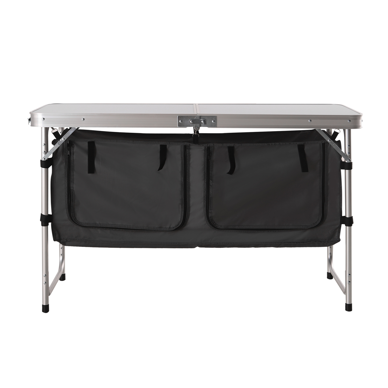 slide 1 of 8, LAKE & TRAIL ALUMINUM FOLDING TABLE WITH STORAGE, 47x18 x 21.3