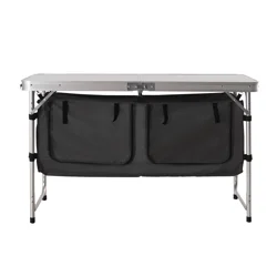 LAKE & TRAIL ALUMINUM FOLDING TABLE WITH STORAGE