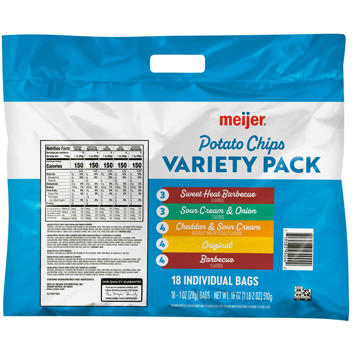 slide 2 of 2, Meijer MIEIJER POTATO CHIPS VARIETY PACK 18 CT/1 OZ, 18 ct; 1 oz