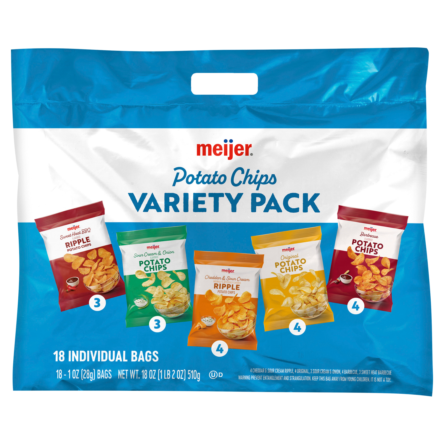 slide 1 of 2, Meijer MIEIJER POTATO CHIPS VARIETY PACK 18 CT/1 OZ, 18 ct; 1 oz