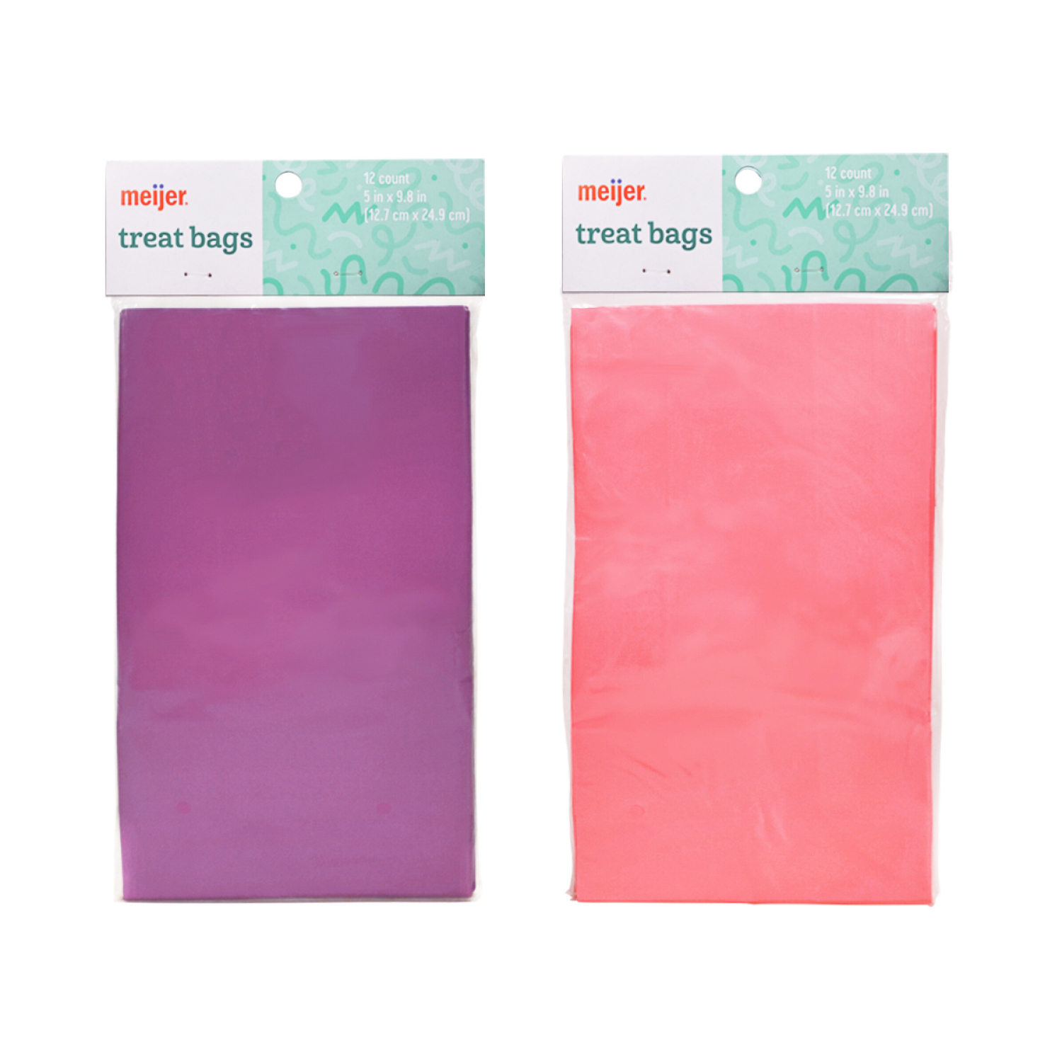 slide 1 of 1, Meijer Paper Treat Bags, Assorted Solid Pink And Purple, 12 ct