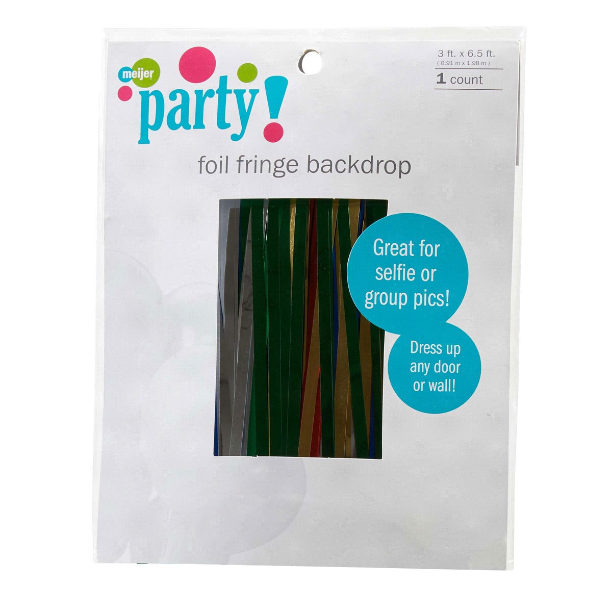 slide 23 of 29, Meijer Foil Fringe Backdrop, Multicolor, 3'x6.5', 1 ct