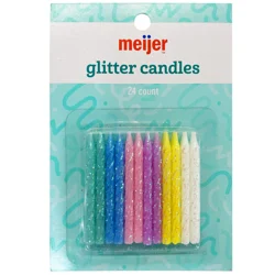 Meijer Glitter Candles, Assorted Pastel Colors, 24 Ct