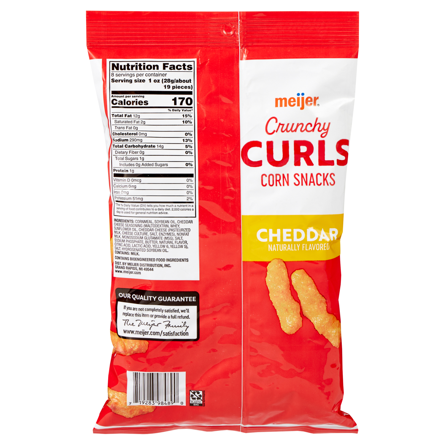 slide 2 of 3, Meijer Crunchy Cheddar Curls, 8 oz