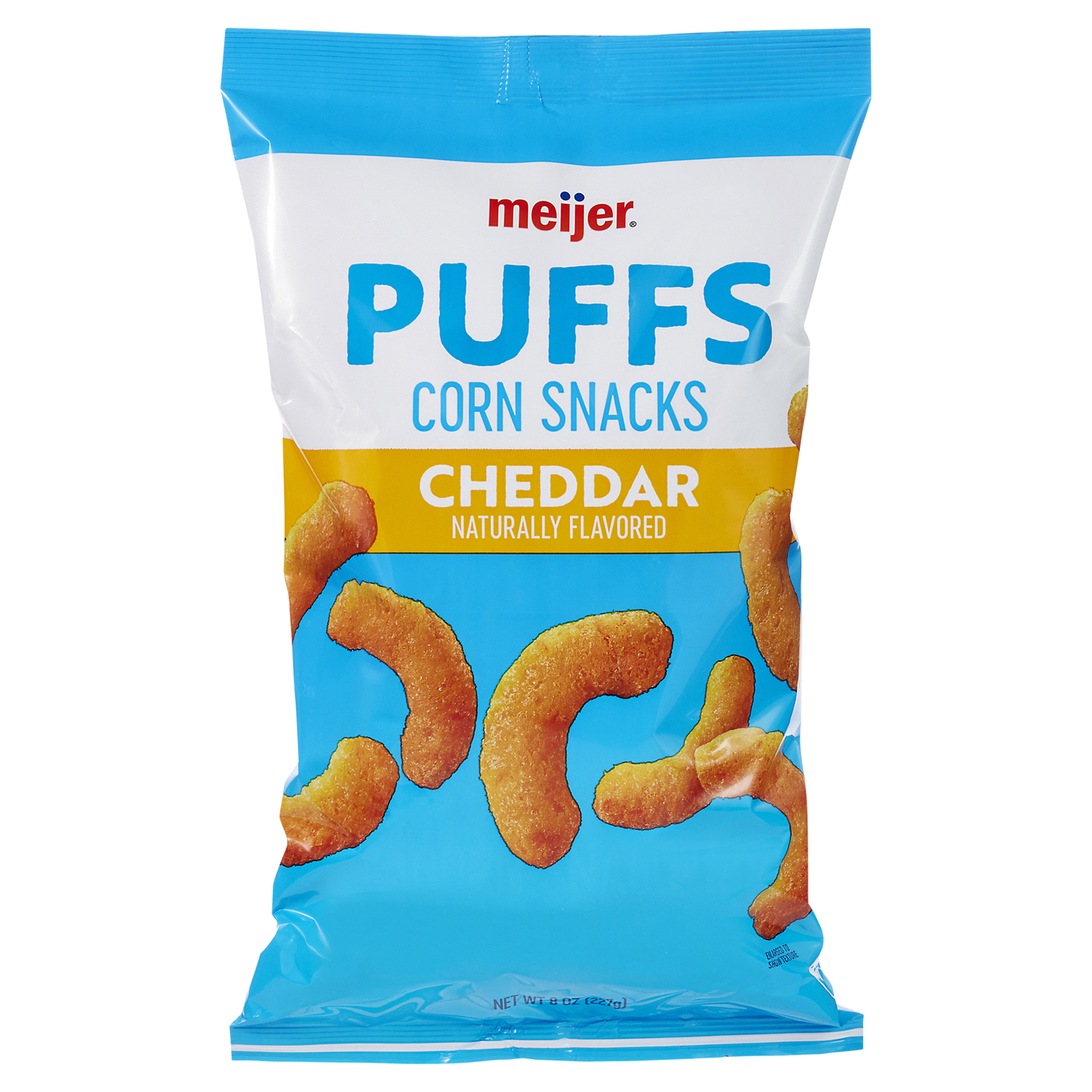 slide 1 of 2, Meijer Cheddar Cheese Puffs, 8 oz