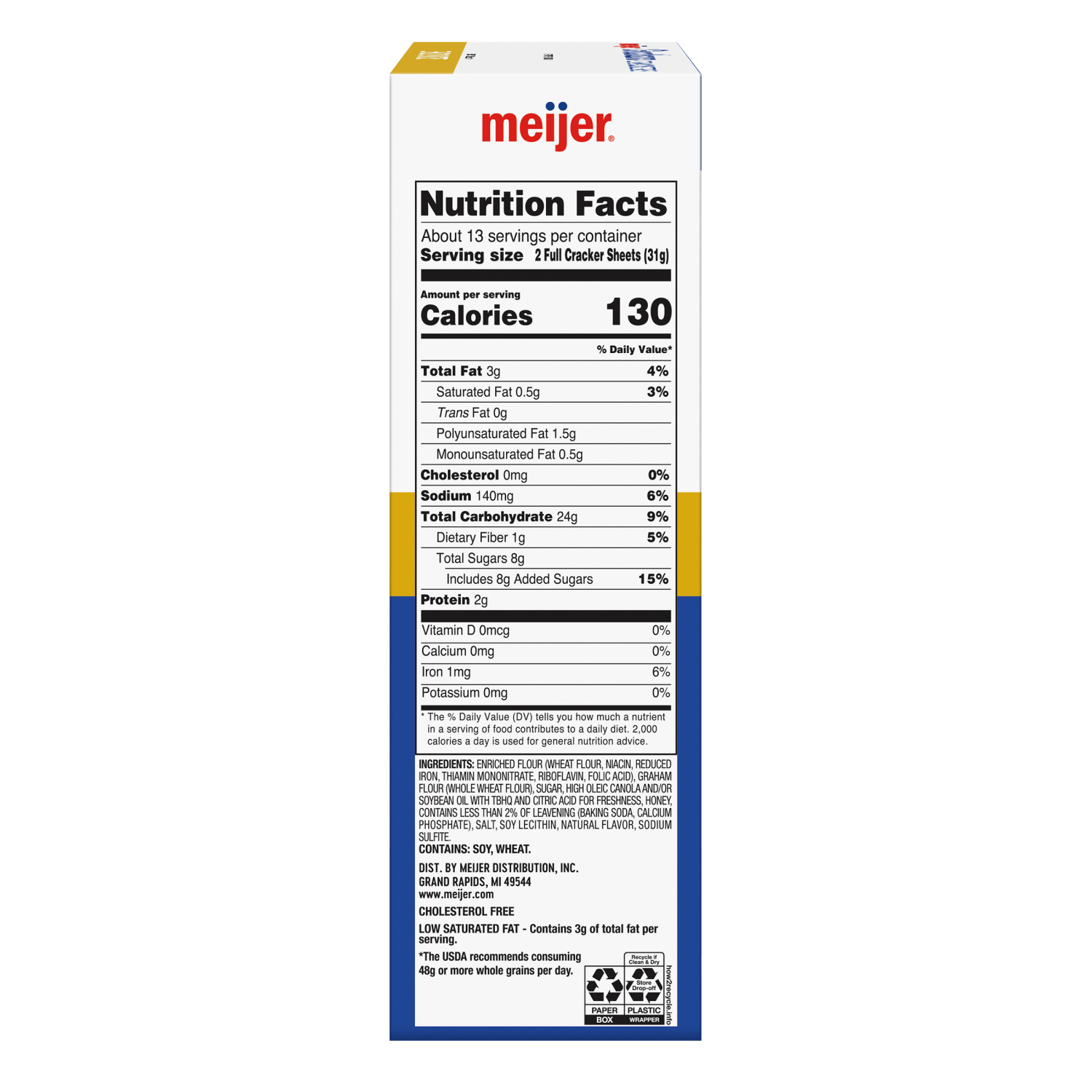 slide 3 of 5, Meijer Honey Grahams, 14.4 oz