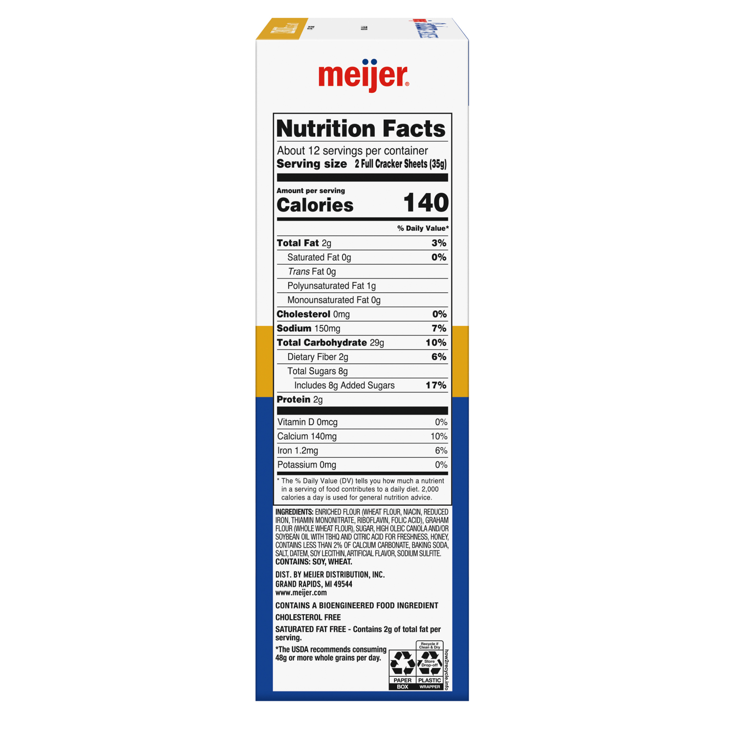 slide 3 of 5, Meijer Low Fat Honey Grahams, 14.4 oz