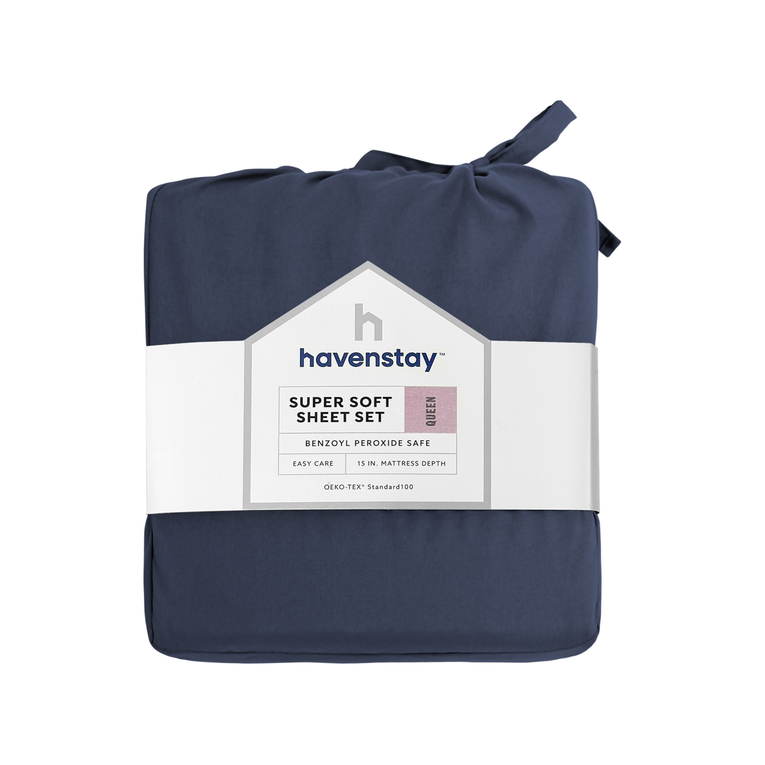 slide 1 of 4, Havenstay Sheets, Queen, Navy, Queen Size
