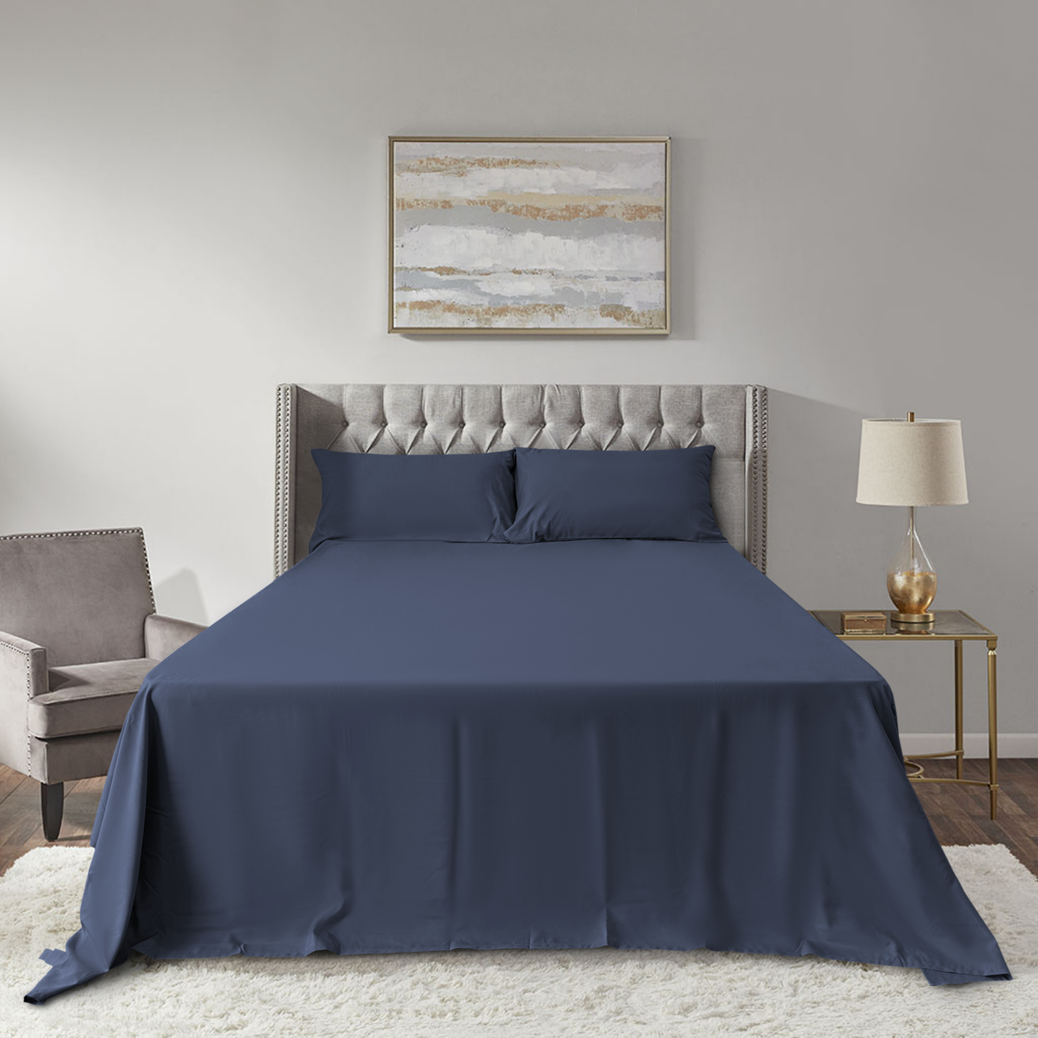 slide 3 of 4, Havenstay Sheets, King, Navy, King Size