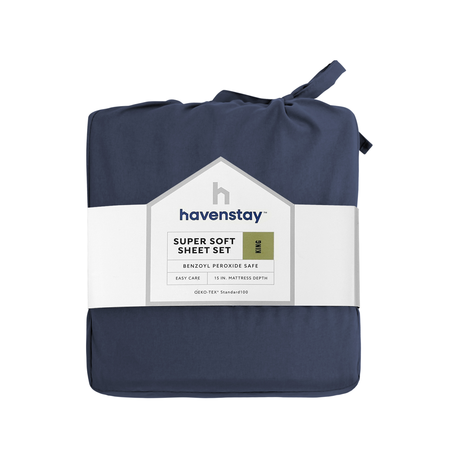 slide 1 of 4, Havenstay Sheets, King, Navy, King Size