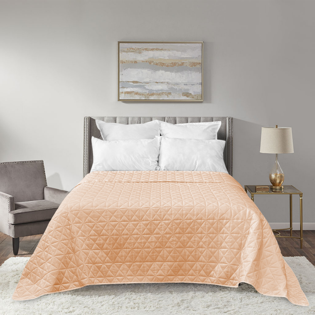 slide 4 of 4, Havenstay Geo quilt King Peach, King Size