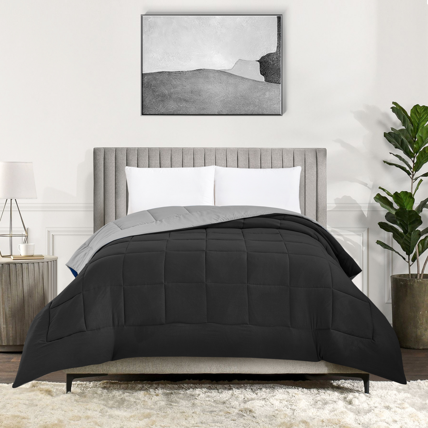 slide 3 of 4, Havenstay Geo quilt, King, Gray, 1 ct