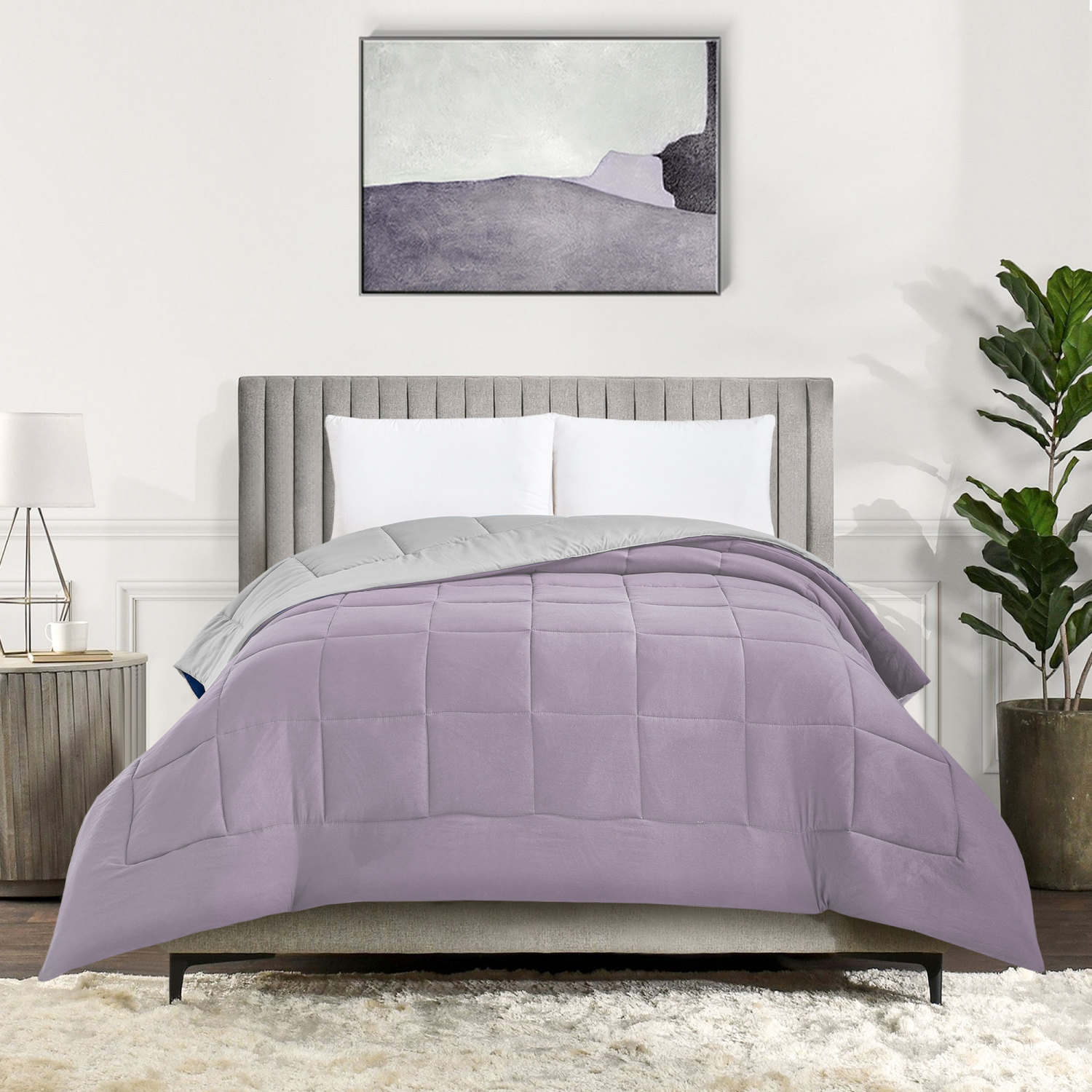 slide 3 of 4, Havenstay Geo quilt, Full/Queen, Purple, f/q