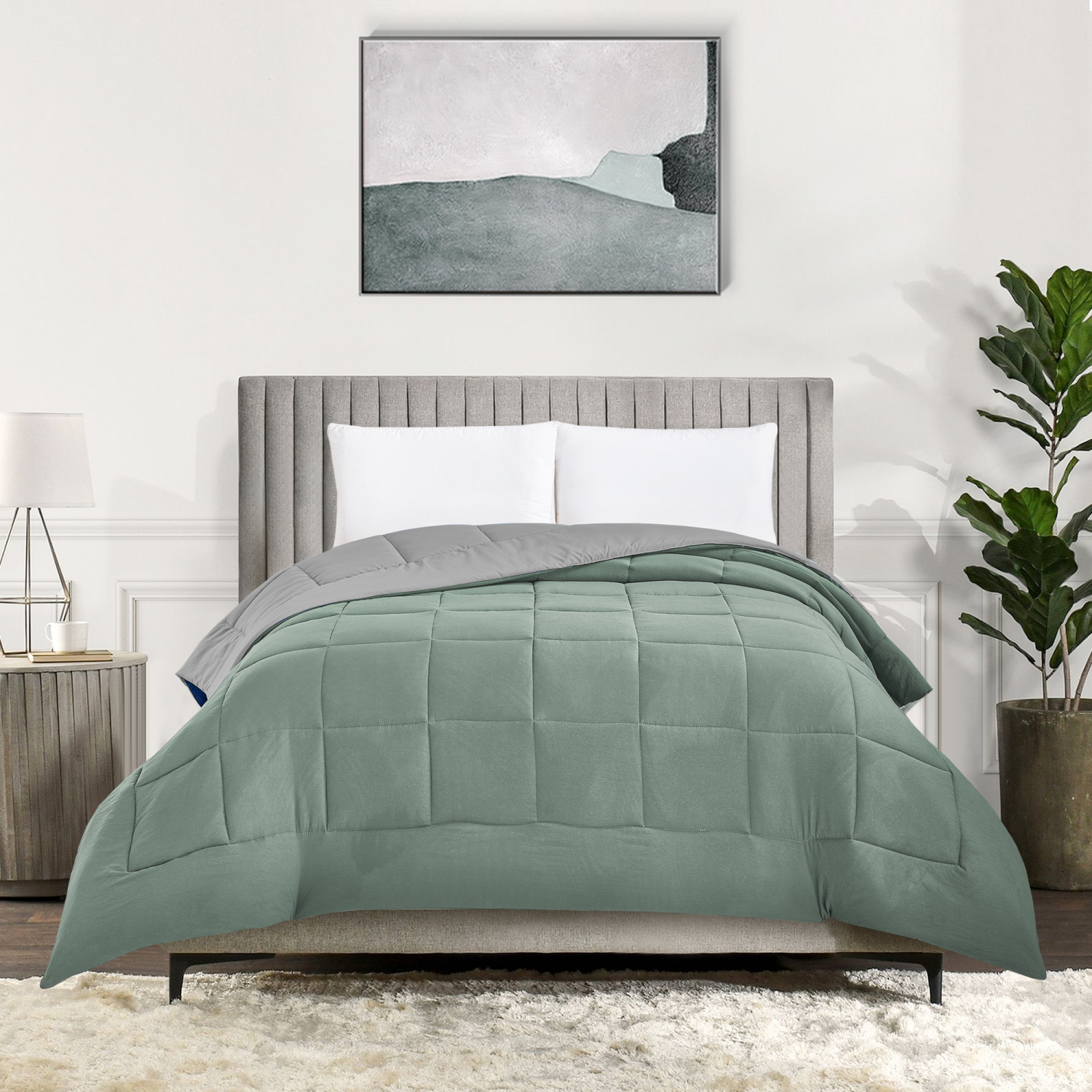 slide 3 of 4, Havenstay Geo quilt, King, Green, 1 ct