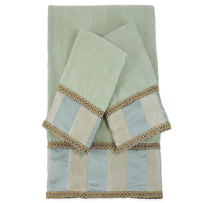 slide 1 of 1, Austin Horn Classics Genevieve Stripe Embellished Bath Towels - Green, 3 ct