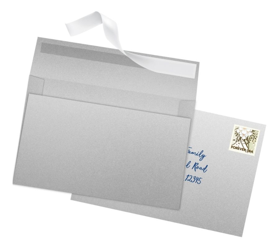 slide 2 of 3, Office Depot Brand Clean Seal Greeting Card Envelopes, A9, 5-3/4'' X 8-3/4'', Silver Pearl, Box Of 25 Envelopes, 25 ct