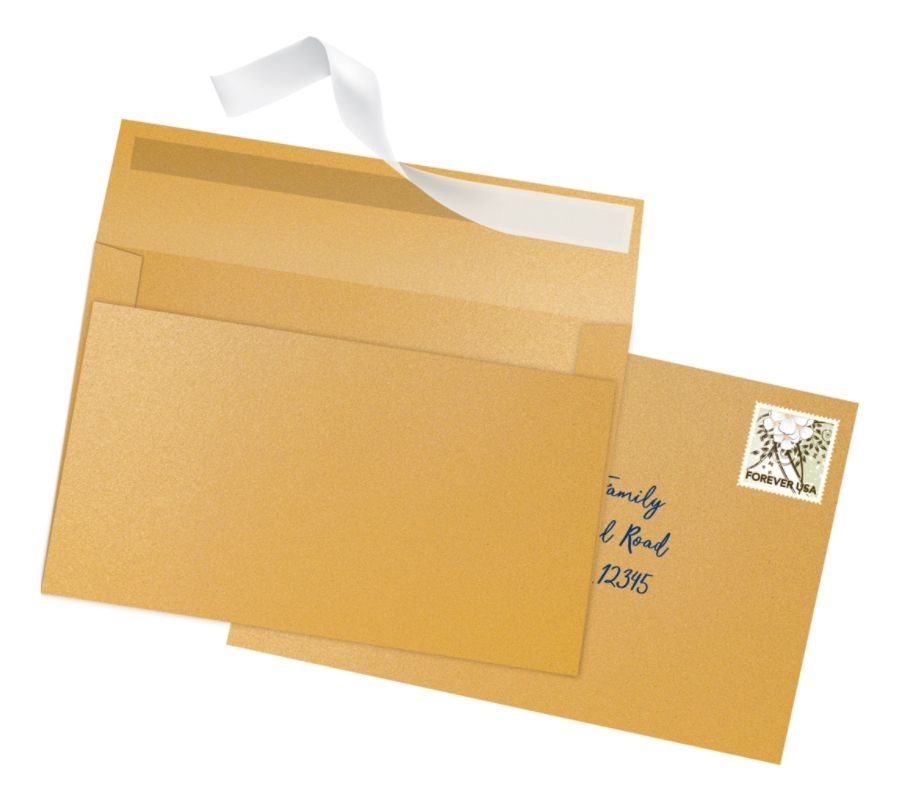slide 3 of 3, Office Depot Brand Clean Seal Greeting Card Envelopes, A9, 5-3/4'' X 8-3/4'', Gold Pearl, Box Of 25 Envelopes, 25 ct