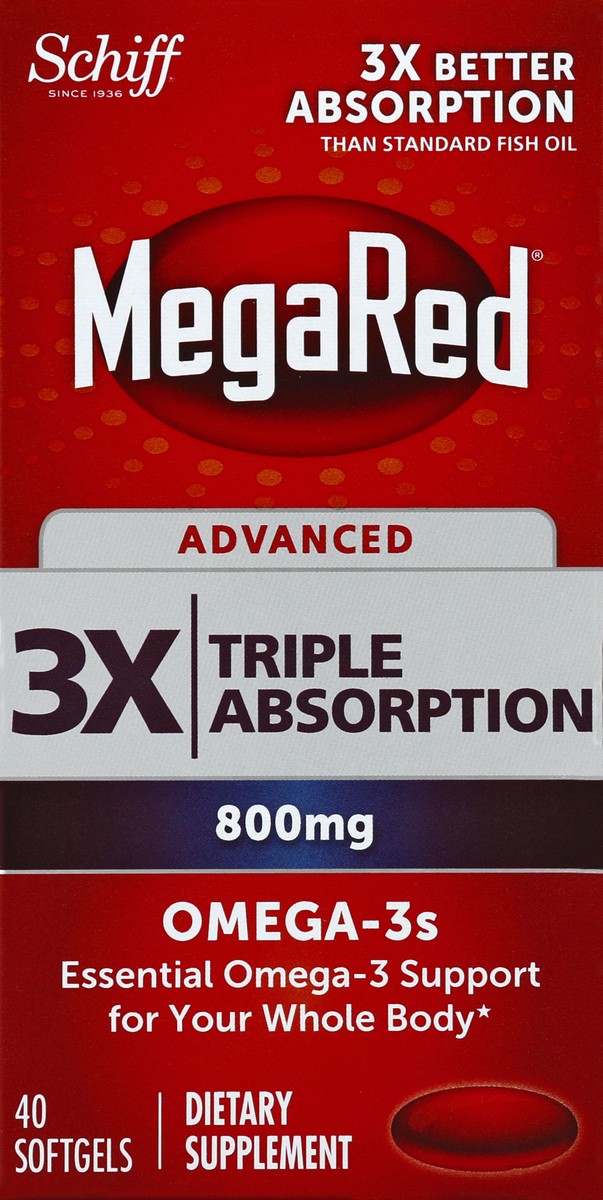 slide 5 of 6, MegaRed Advanced 6X Better absorption 800mg, 40 Softgels, 40 ct