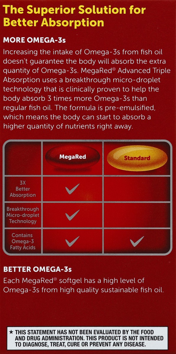 slide 6 of 6, MegaRed Advanced 6X Better absorption 800mg, 40 Softgels, 40 ct