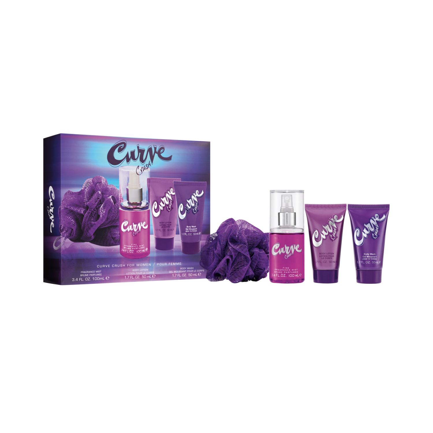 slide 1 of 8, Curve Crush Womens 4pc Bath Set, 4 ct