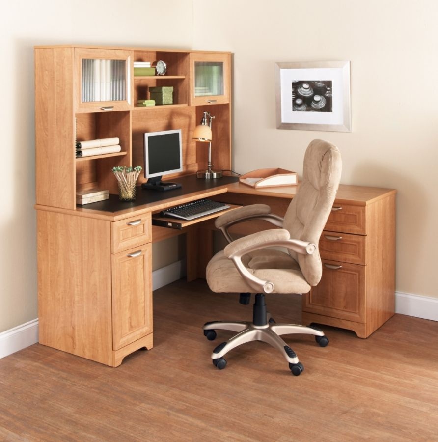 slide 3 of 7, Realspace Magellan Hutch For Corner/L-Desk, Honey Maple, 1 ct