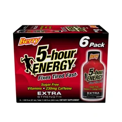 5-hour ENERGY, Extra Strength, Berry, 6 Pack, 1.93 oz.
