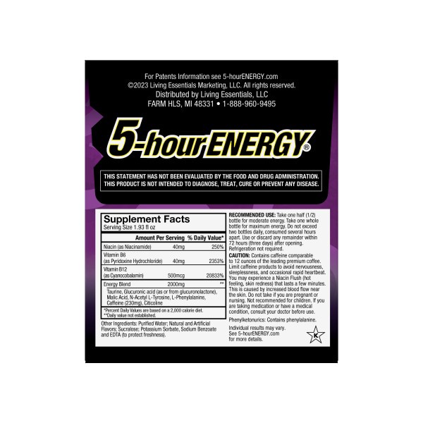 slide 5 of 5, 5-hour ENERGY Shot, Extra Strength, Grape, 4 ct