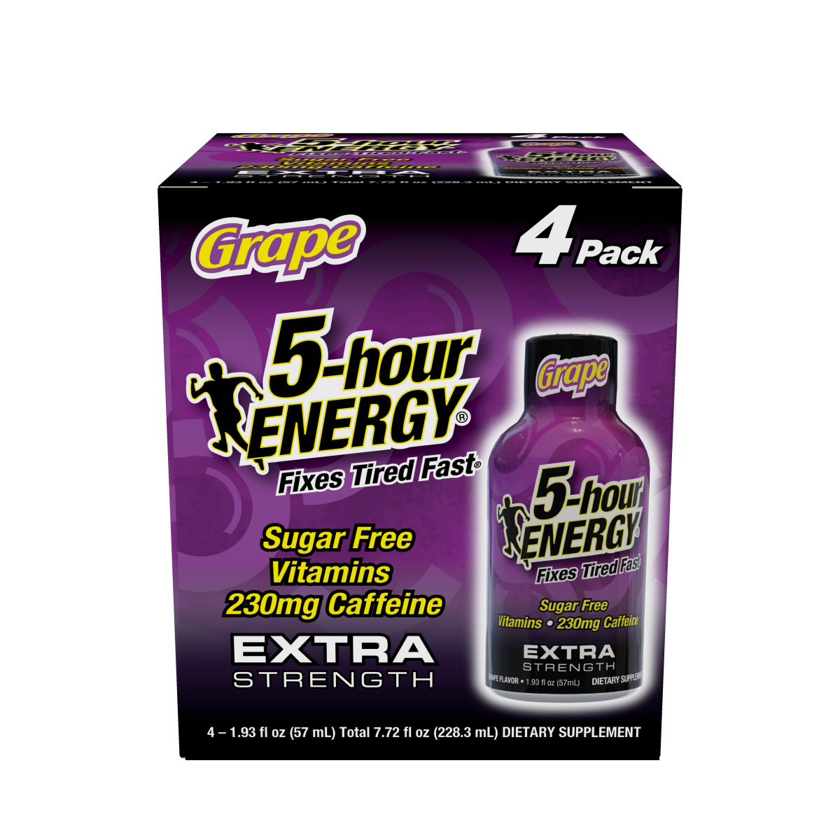 slide 1 of 2, 5-hour ENERGY\, Extra Strength\, Grape\, 4 Pack\, 1.93 oz., 4 ct