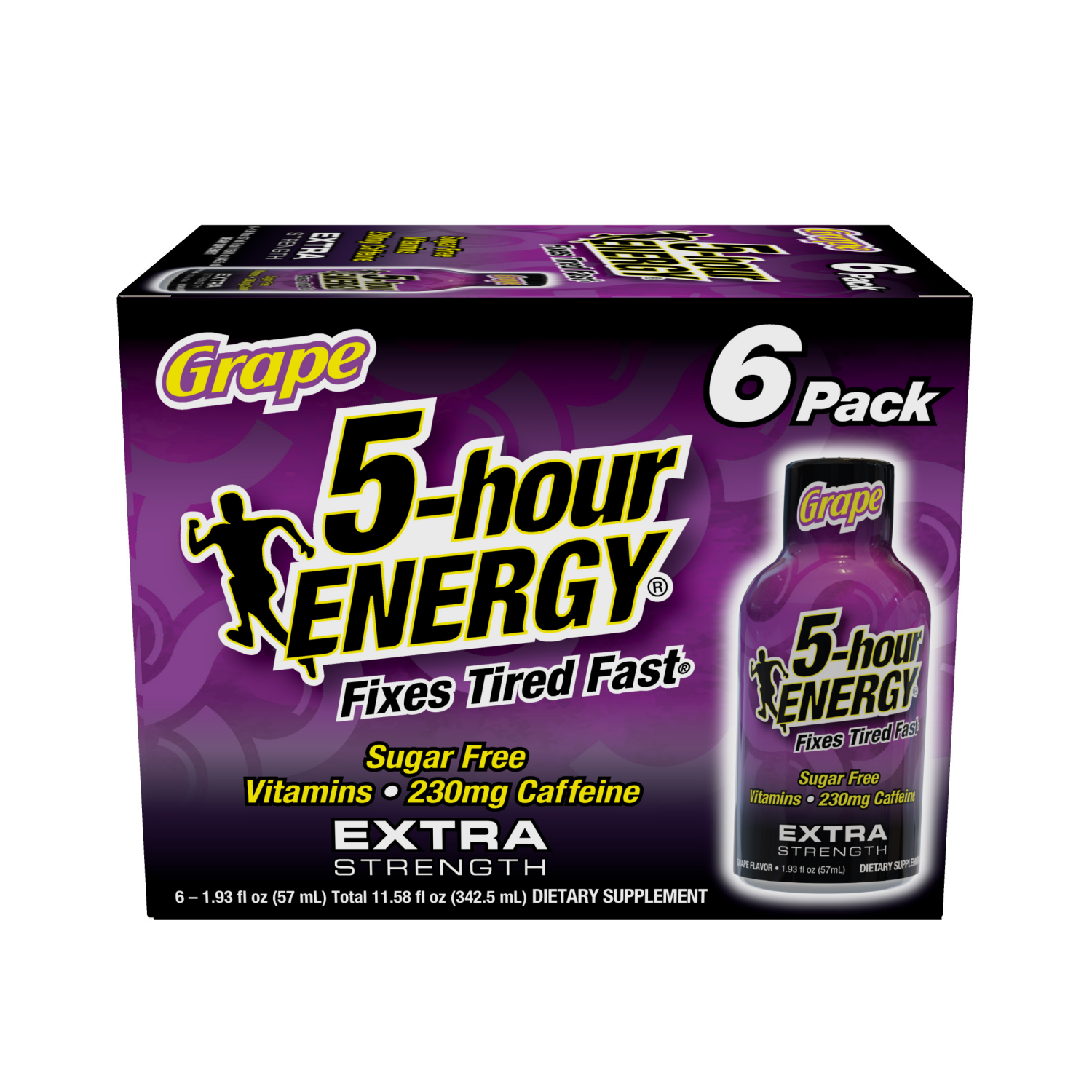 slide 1 of 2, 5-hour ENERGY, Extra Strength, Grape, 6 Pack, 1.93 oz., 1.93 fl oz