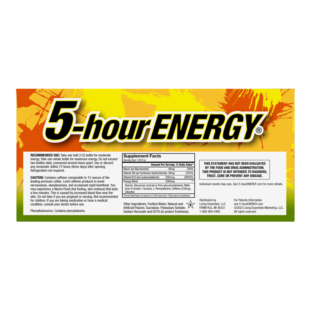 slide 2 of 2, 5-hour ENERGY, Extra Strength, Peach Mango, 10 Pack, 1.93 oz., 19.3 fl oz