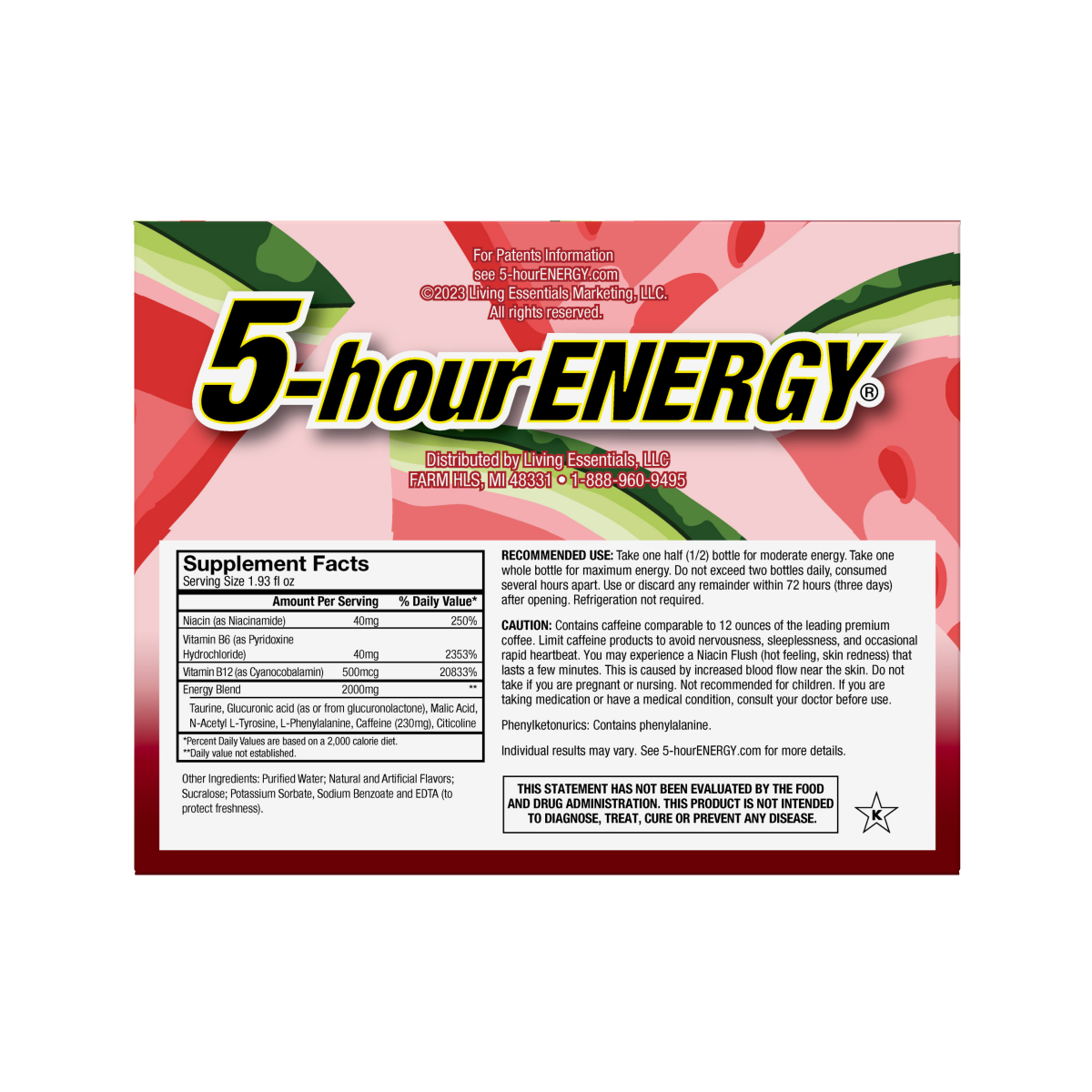 slide 2 of 2, 5-hour ENERGY, Extra Strength, Watermelon, 6 Pack, 1.93 oz., 11.58 fl oz
