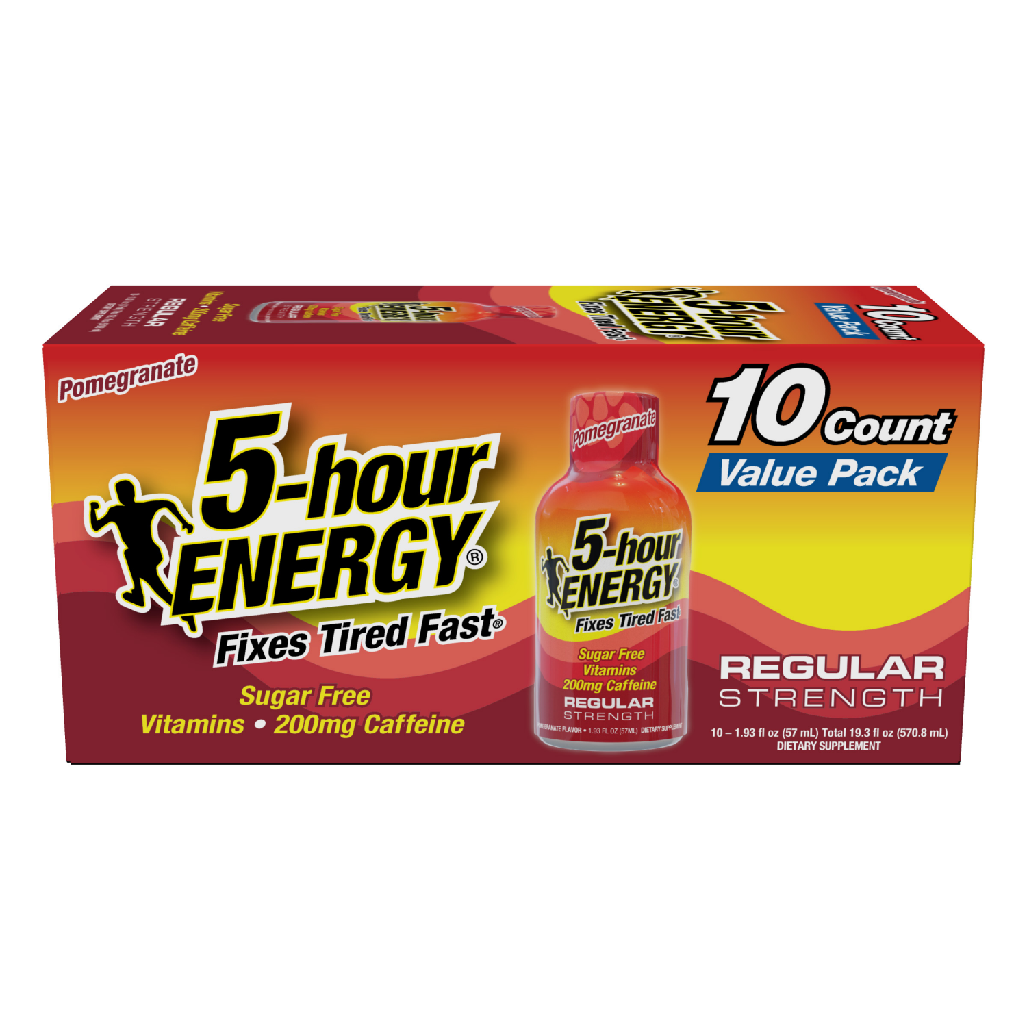 slide 1 of 2, 5-hour ENERGY, Regular Strength, Pomegranate, 10 Pack, 1.93 oz., 19.3 fl oz
