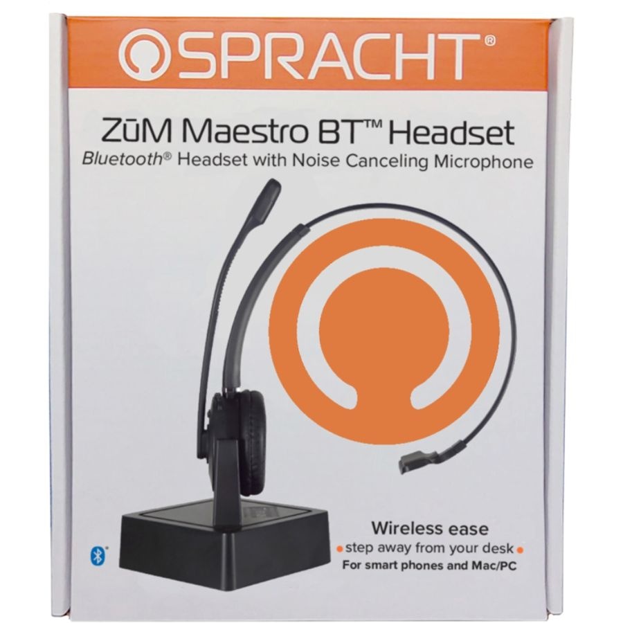 slide 4 of 5, Spracht Zum Maestro Bt Headset - Mono - Wireless - Bluetooth - 33 Ft - Over-The-Head - Monaural - Supra-Aural - Noise Canceling, 1 ct