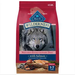 Blue Buffalo Wilderness Natural High-Protein Dry Food for Adult Dogs, Salmon Recipe, 4.5-lb Bag