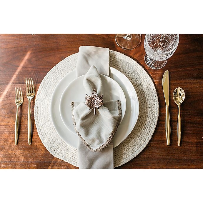 slide 2 of 6, Simple Sparkle Braided Round Placemat - Ivory/Gold, 1 ct