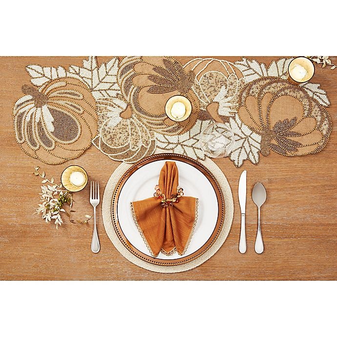 slide 3 of 6, Simple Sparkle Braided Round Placemat - Ivory/Gold, 1 ct