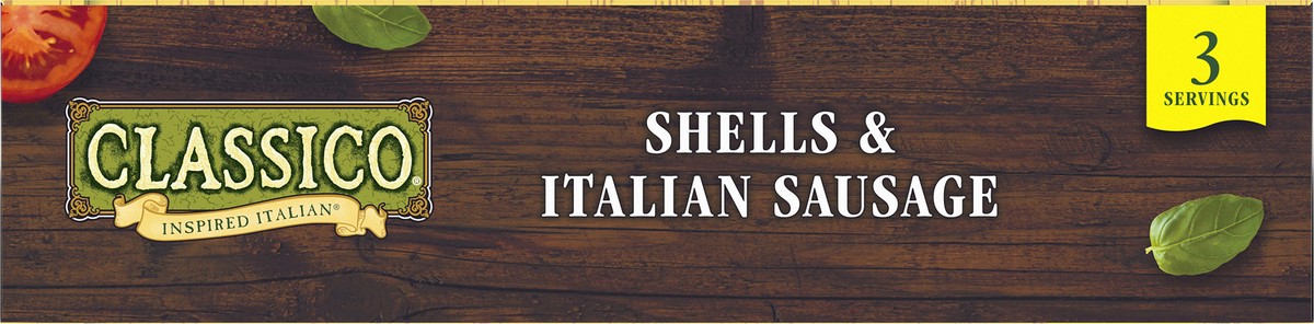 slide 8 of 14, Classico Shells & Italian Sausage Pasta Bake Multi-Serve Frozen Meal, 26 oz Box, 26 oz