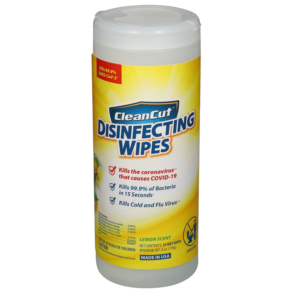 slide 12 of 13, Clean Cut Lemon Scent Disinfecting Wipes 35 ea, 35 ct