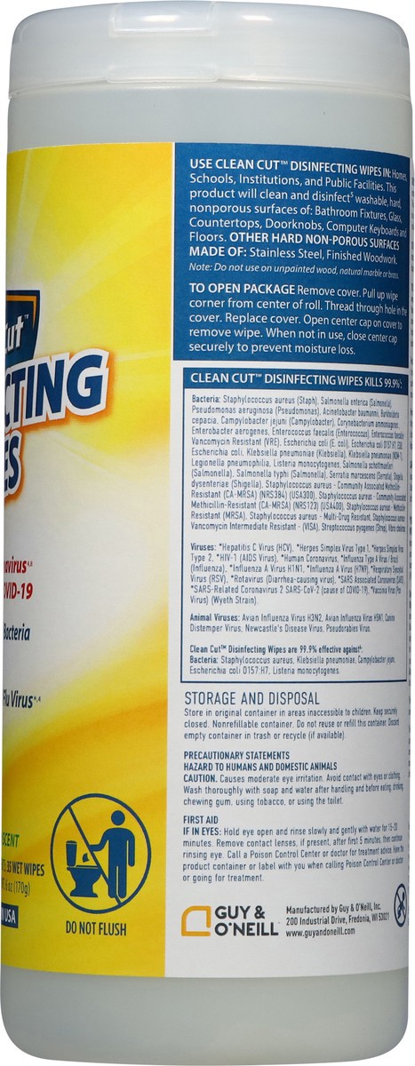 slide 11 of 13, Clean Cut Lemon Scent Disinfecting Wipes 35 ea, 35 ct