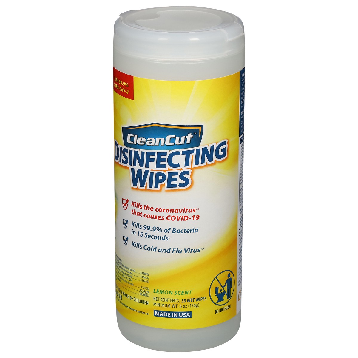slide 13 of 13, Clean Cut Lemon Scent Disinfecting Wipes 35 ea, 35 ct