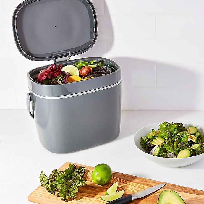 slide 2 of 7, OXO Good Grips Compost Bin - Grey, 1.75 gal