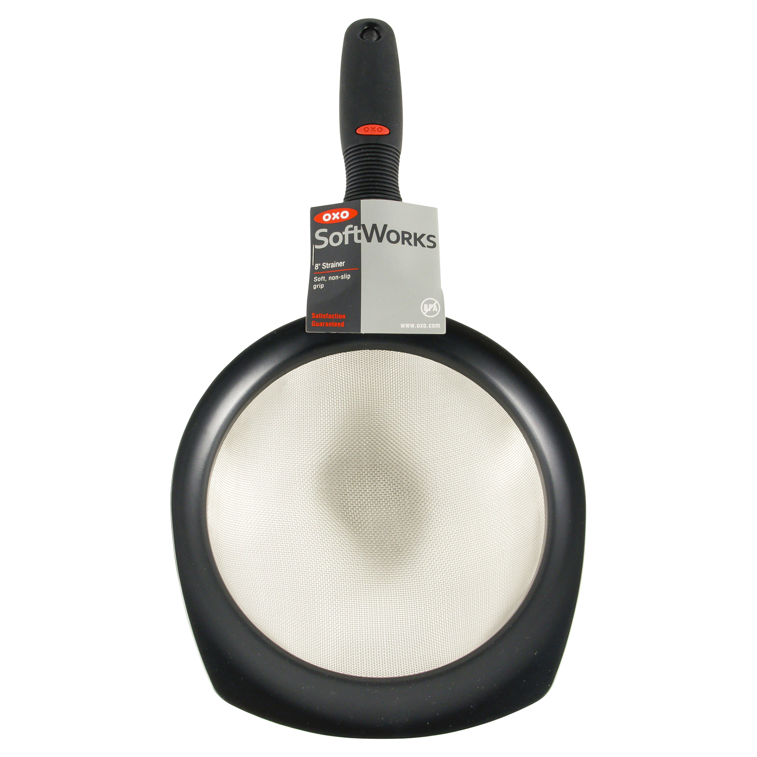 slide 1 of 2, Oxo Soft Works Strainer - Black, 8 in