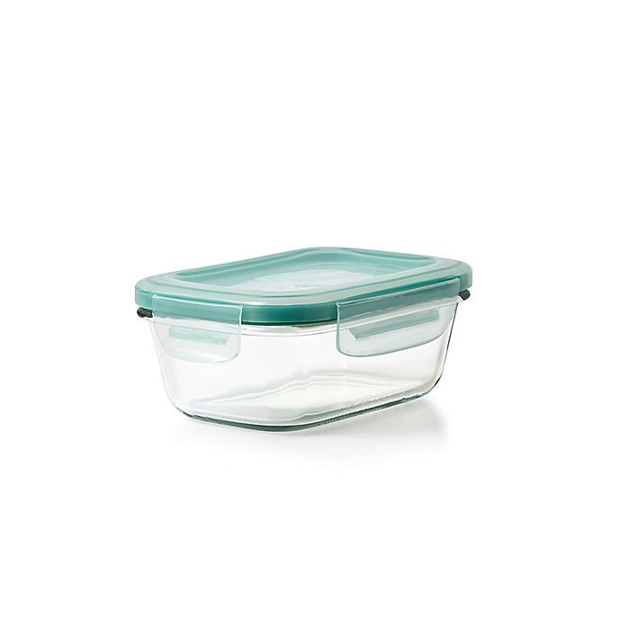 slide 3 of 3, Oxo Good Grips Snap Rectangular Glass Container - Turquoise - 1.6 Cup, 1.6 cups