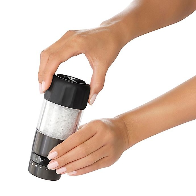 slide 2 of 5, OXO Good Grips Mess-Free Salt and Pepper Grinder Set - Black, 1 ct