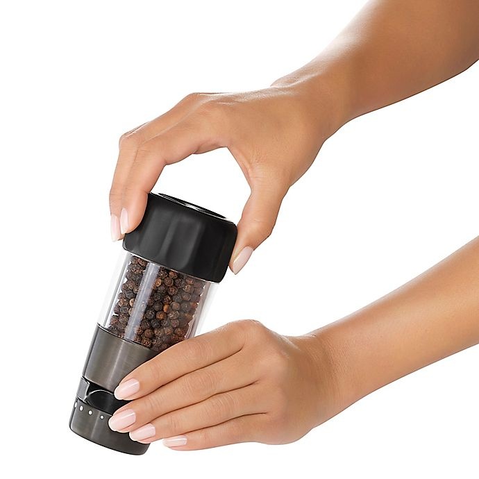 slide 3 of 5, OXO Good Grips Mess-Free Salt and Pepper Grinder Set - Black, 1 ct