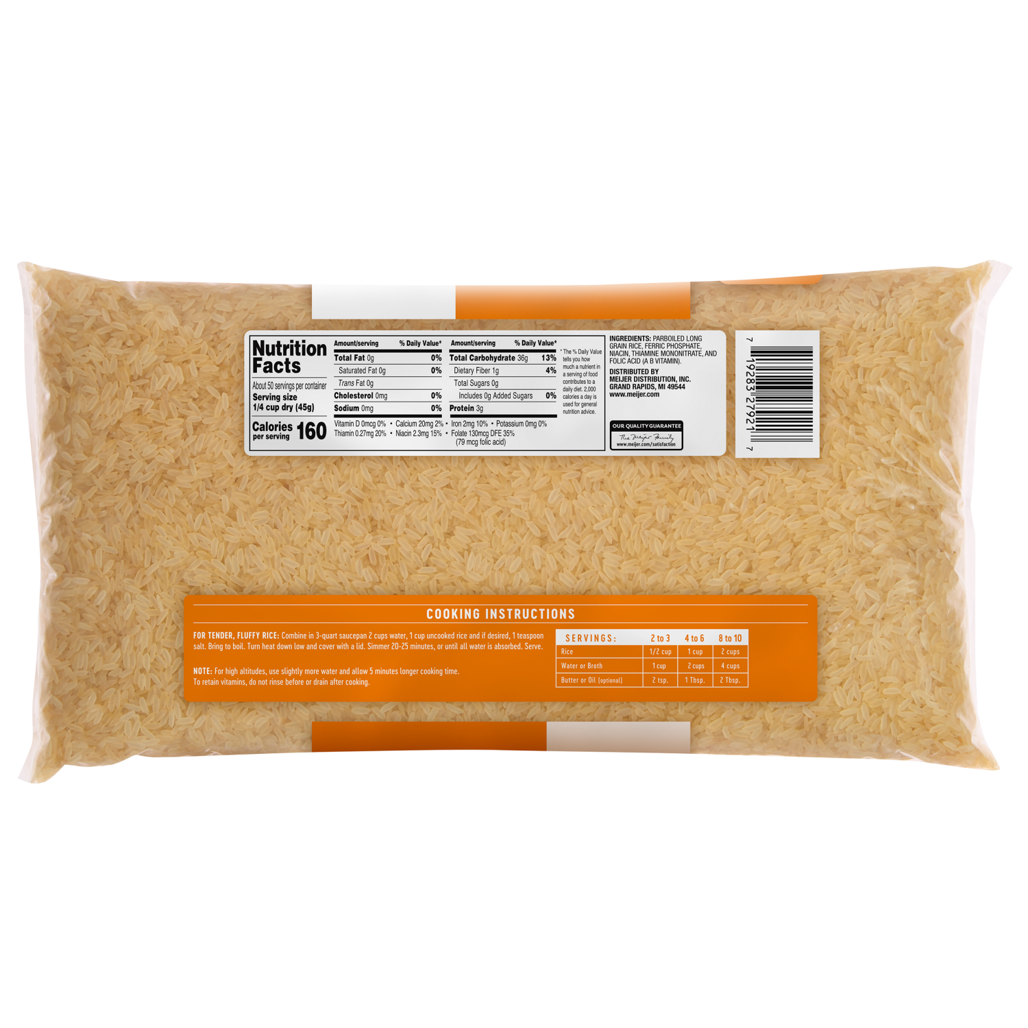 slide 2 of 2, Meijer Parboiled Rice, 5 Lbs, per lb