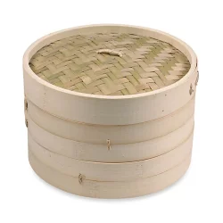 IMUSA Asian Bamboo Steamer With Lid - Cream
