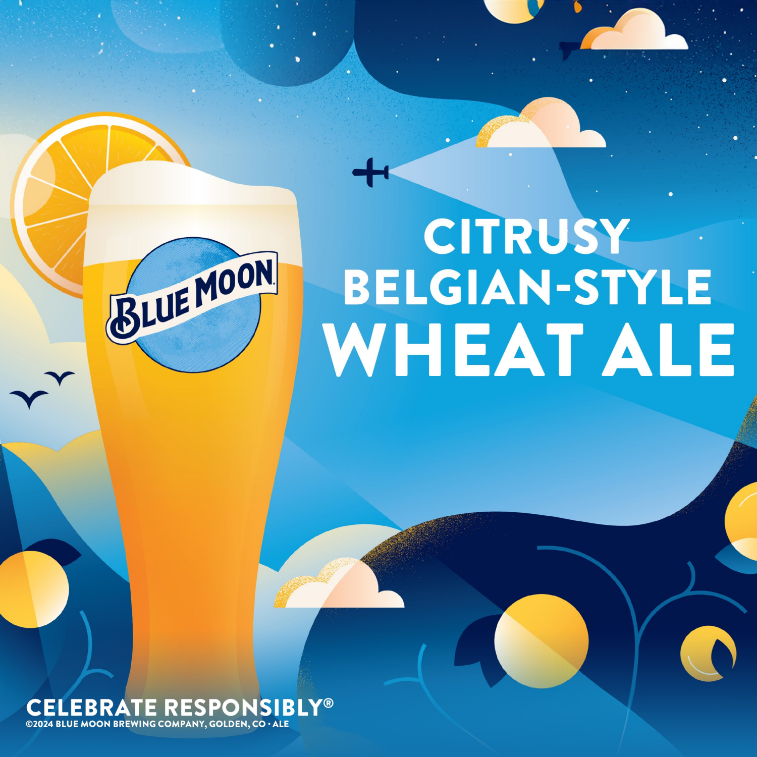 slide 3 of 7, Blue Moon Belgian White Wheat Ale, 5.4% ABV, 12-pack 12-oz. beer bottles, 12 ct; 12 oz