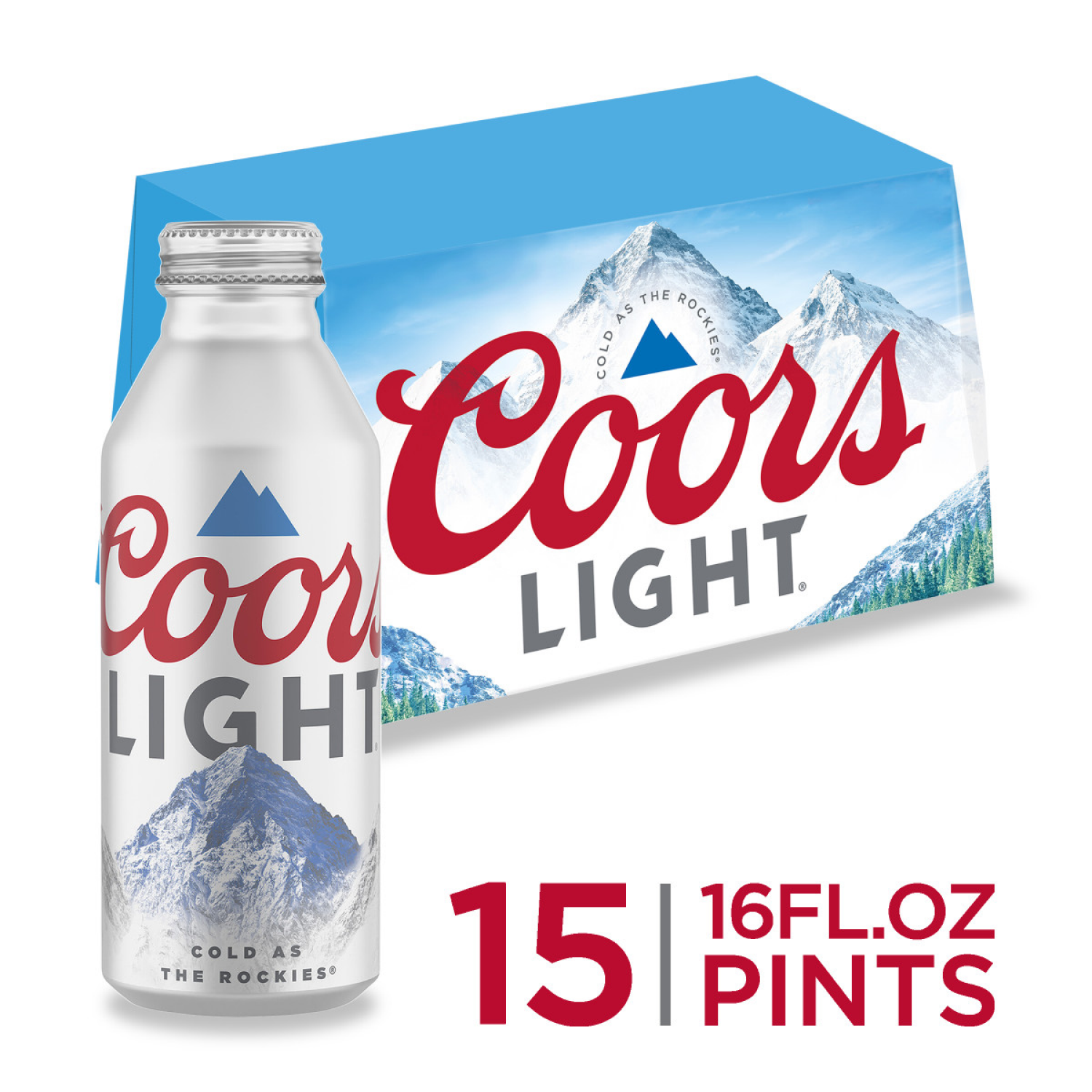 slide 1 of 5, Coors American Light Lager Beer, 4.2% ABV, 15-pack, 16-oz. beer bottles, 15 oz